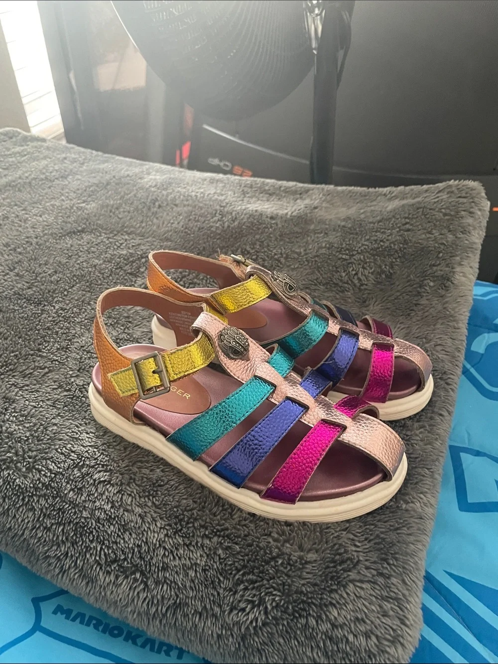 Kurt Geiger Girls Metallic Multi-Strap Rainbow Sandals